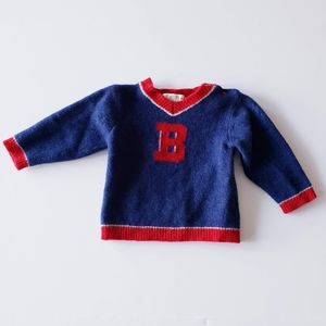 Bonpoint Vintage Baby Blue Knit Elbow Patch Sweater